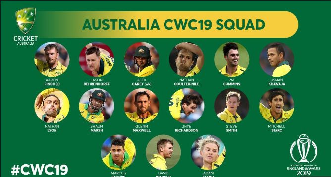 australia squad world cup 2019