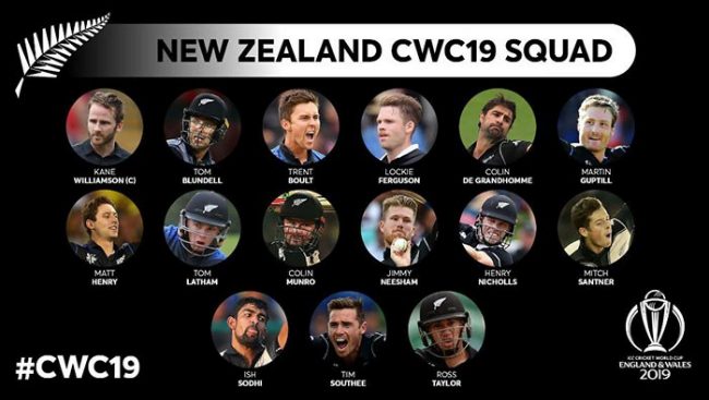 New Zealand World cup squad 2019
