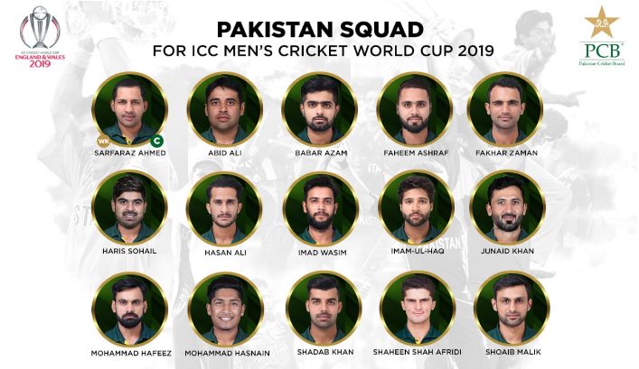 Pakistan 2019 World Cup Squad