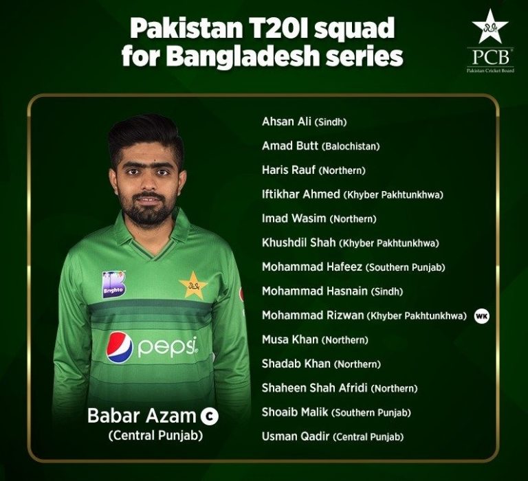 Pakistan squad announced for Bangladesh T20I